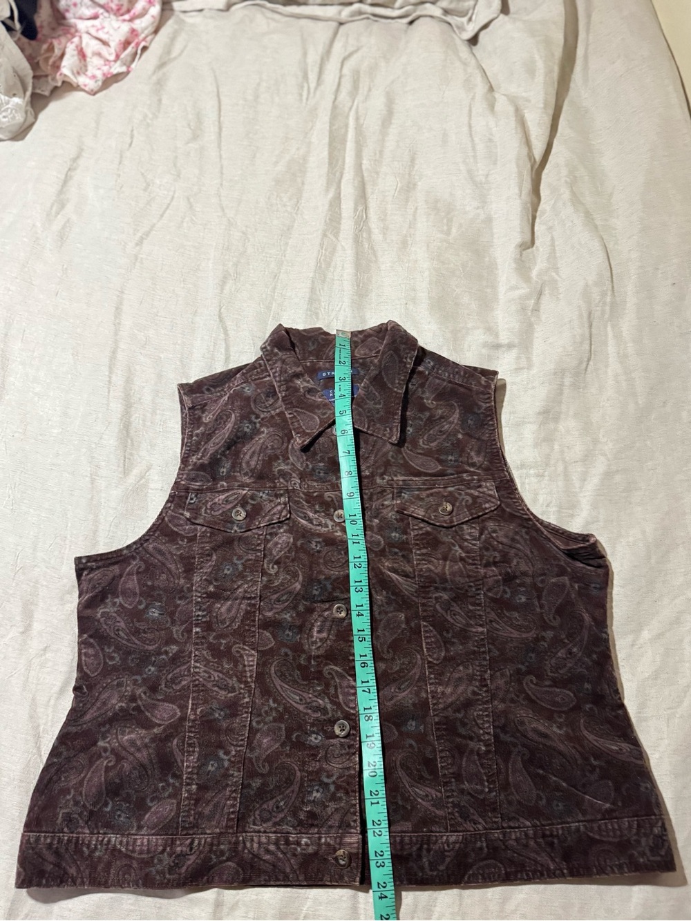 Vintage Crazy Horse by Liz Claiborne Women’s Paisley Stretch Denim Vest XL - Picture 5 of 8